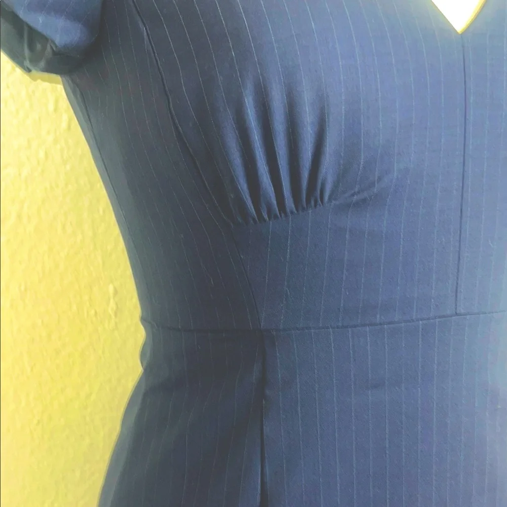 J. Crew Blue Sheath Dress Flutter Sleeves Crew Neck - Picture 5 of 15